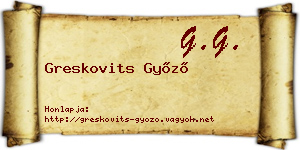 Greskovits Győző névjegykártya